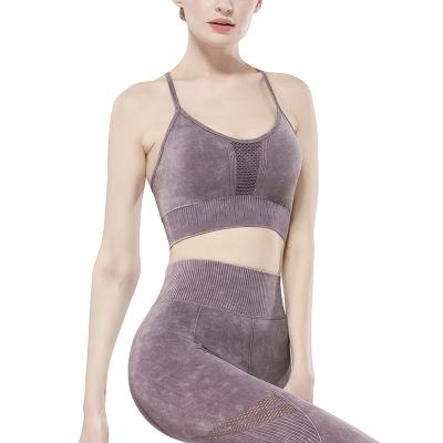 China New Plain Breathable Yoga Tops Wear Workout Sports Padded Sexy Adjustable Racerback Sports Bra for sale