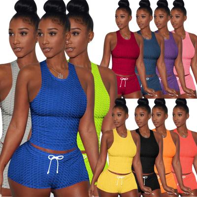 China Bubble Crac's two-piece yoga! crack! Breathable Custom Fitness Clothing Set Shorts Short Sets Sweatsuit For Women for sale