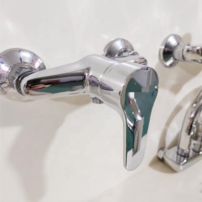 China Hot Selling Metered Wall Mounted Faucets Building Materials Bathroom Faucet Spray Zinc Shower Mixer Tap for sale