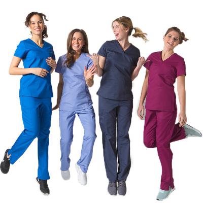 China Fashionable Medical Hospital Hospital Uniforms Nursing Short Sleeve Scrub Suit Designs For Women for sale