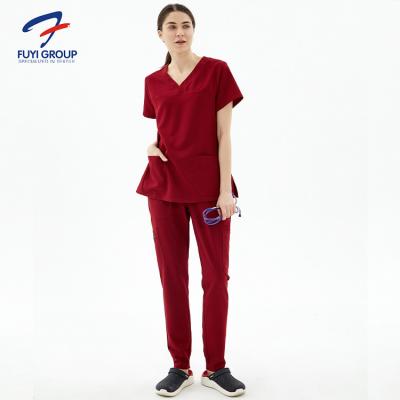 China Custom Multi Color Women Medical Logo Eco-Friendly Short Sleeve Nursing Scrub Uniforms Scrubs Sets for sale