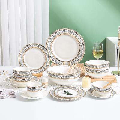 China Viable Wholesale Popular Dinner Set 2021 Elegant Gold Ceramic Luxury Dinnerware Porcelain Side Dish Set For Banquet Wedding Party for sale