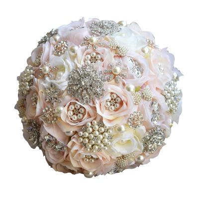 China Modern Faux Artificial Plant Luxurious Beaded Pears Lace Bride Bridal Attendance Flowers Bouquet For Formal Bridesmaid Wedding Occasion for sale