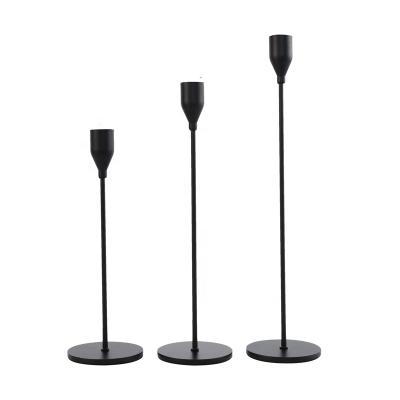 China Black Weddings 3pcs Set Metal Candlestick Candle Holder for Nordic Household and Wedding Table Centerpieces Party Supplies for sale