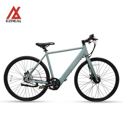 China EZREAL aluminum alloy high performance 700cx28c belt drive electric road bike 250W 350W e racing bicycles with torque sensor for sale