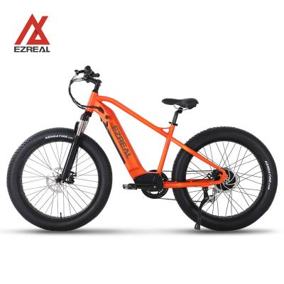 China EZREAL aluminum alloy mountain 26 inch e bicycle fat tire electric bike mtb with 48V 500W rear motor for sale