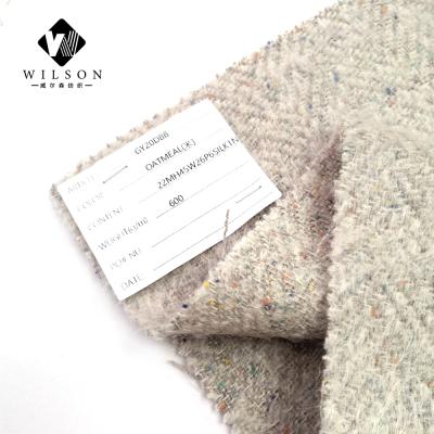 China Viable special pink mohair color yarn fancy yarn woolen fabrics for otmeal winter coat for sale