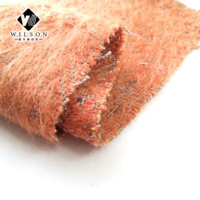 China Viable Special Mohair Yarn Fancy Yarn Woolen Fabrics For Winter Coat Orange for sale