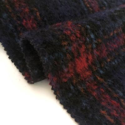 China Newest Plaid Design Long Hair Tweed Mixed-viable Fancy Color Woolen Fabric for sale