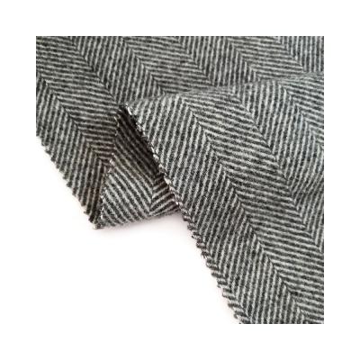 China 100% Polyester Viable Faux Herringbone Linen Wool Fabric For Overcoat for sale