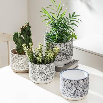 China Modern Trending Products 2023 New Arrivals Nordic Home Decor Flower Ceramic Pots For Plants Round Shape Ceramic Pots For Outdoor Plants for sale