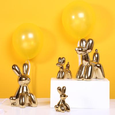 China Art Deco Nordic Gold Rabbit Balloon Dog Decoration Creative Living Room Modern Wedding Gift for sale