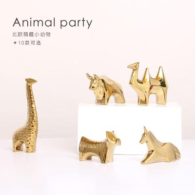 China Art Deco Modern Creative Golden Animal Ceramic Home Decorations Nordic Decorations For Wedding Gift Wholesale for sale