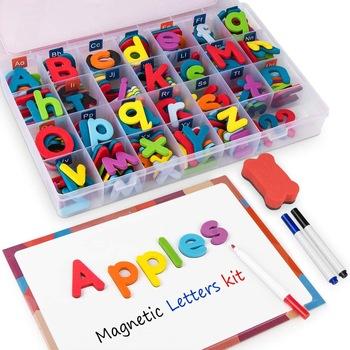 China Educational Toys Magnetic EVA Foam Alphabet Set with Dual Side Magnetic Whiteboard for Learning Spelling for sale