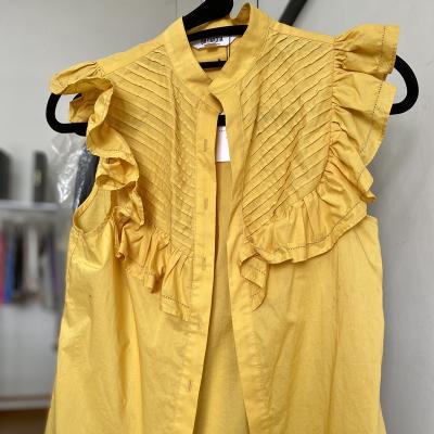 China Sustainable Factory Custom Yellow Pleated Cuffs Lace Up Short Sleeves With Many Twill Pleats for sale