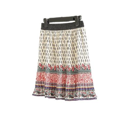 China New Breathable Hot Pastoral Print Short Skirt Ladies Pleated Skirt Design Summer for sale