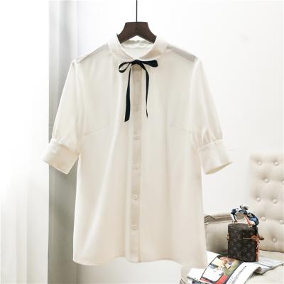 China Summer Anti-Shrink Women's Short Sleeve Shirts Female Customer Professional Slim Workwear for sale