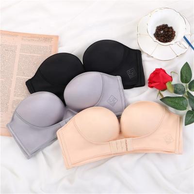 China Women's Front Closure Anti-Skid Underwear Comfortable Push Up Breathable Strapless Bra for sale