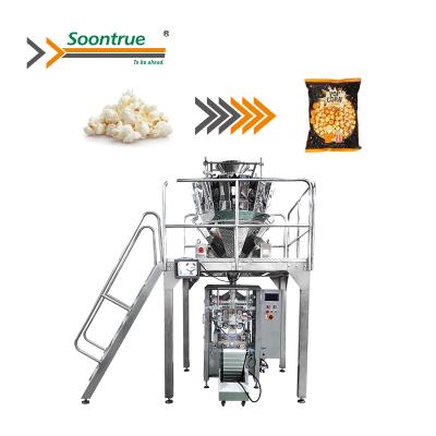 China Automatic High Speed ​​Food Corn Puffs Pork Husks Microwave Popcorn Snacks Packaging Machine Vertical Prices for sale