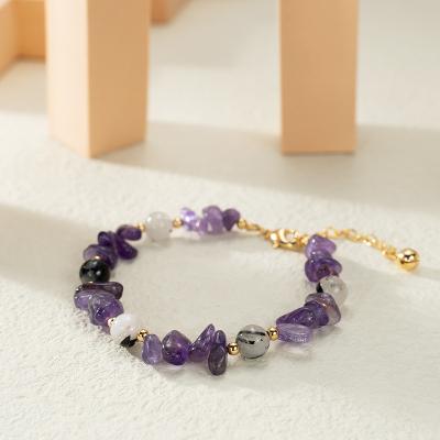 China Peaceful Natural Amethyst Bracelet Beads String Bracelet Chip Bracelets Crystal Gem Stone FASHIONABLE Crystal Natural Amethyst for sale