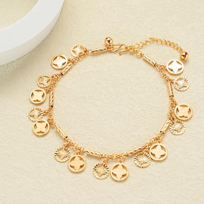 China Other Newest Golden Jewelry Charm Jewelry Low MOQ Adjustable Moon Star Chain Link Shine Shape Casual Polyhedral Anklets For Women for sale