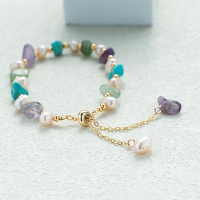 China FASHIONABLE Exquisite Romantic Natural Freshwater Beads Multicolor Natural Stone Crystal Bracelets Bangle Natural Stone Bracelet for sale