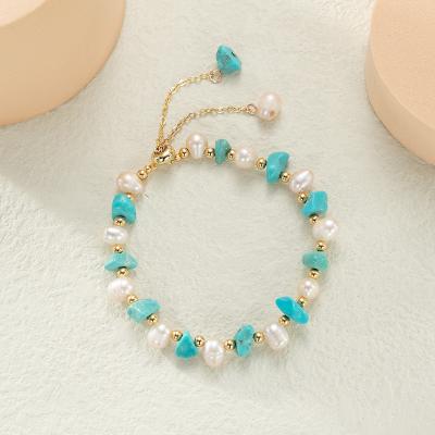 China FASHIONABLE Natural Bracelet Crystal Beads Turquoise Crystal Jewelry Irregular Natural Bead Bracelets for sale