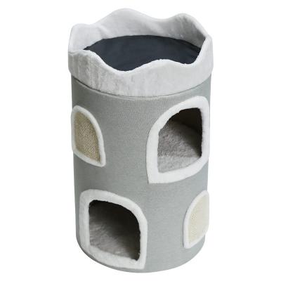 China DIY Customized Multilayer Sustainable Plush Scratch Post Cat Tree Short House for sale