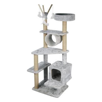 China Large Scratcher Components Wooden Cat Tree House Tower View Of Nature Cheap Sustainable Luxury Modern Sisal Climbing for sale