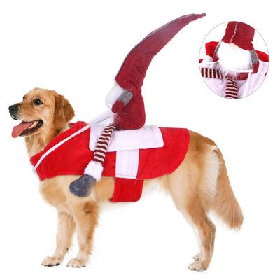 China Sustainable Pet Christmas Riding Transformation Pet Supplies Clothing Cospaly Christmas Dog Clothes for sale