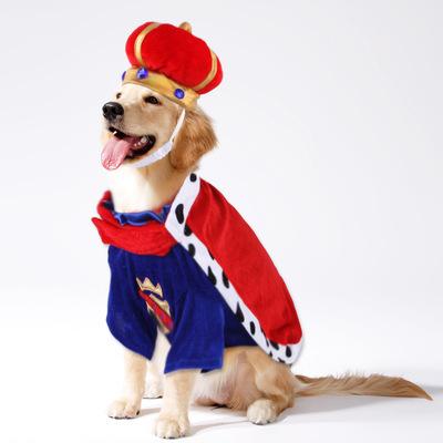 China 2021 Viable Custom Made Two-Piece OEM Dog Crown Hat Cloak Set Pet Accessories Pet King's Cloak Accessory Set for sale