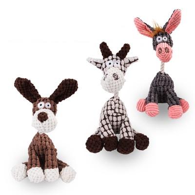 China 2021 Viable Plush Toys Corn Grain Donkey Teddy Molar Training Interactive Pet New Arrival Toy Dog Vocal Toy for sale