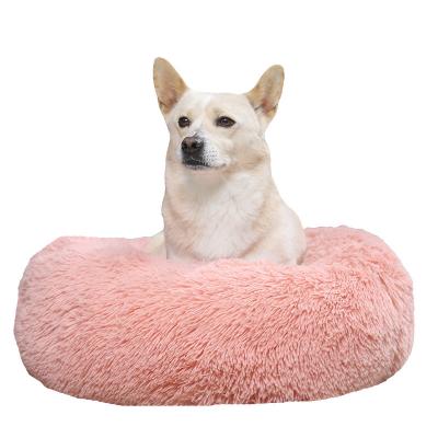 China Waterproof Customize Collapsible Dog Bed Collapsible Beds With Zipper Plush Round Donuts Wholesale Pet Beds for sale