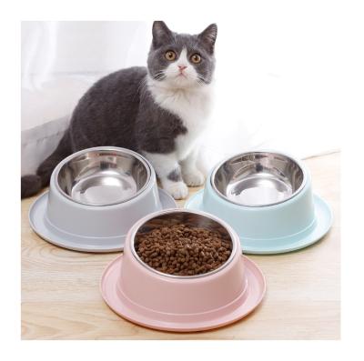 China Non-slip 15 Degree Automatic Bevel Neck Protection Pet Food Rolls Stainless Steel Pet Feeding Bowls For Dog Cat for sale