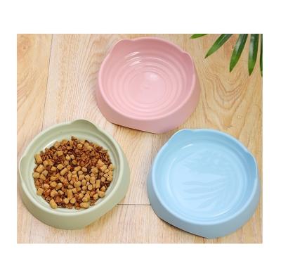 China Automatic Non-slip Plastic Cat Bowl Macaron Color Ear Threaded Pet Bowl Cartoon Pet Food Bowl Stand for sale