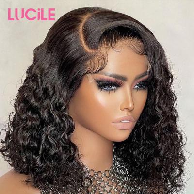 China Curly Lace Bob Cuticle Aligned Human Hair Frontal BOB Wig Side Part Water Wave Short Hot Selling Body Wave Lace Front Wigs For Black Women for sale