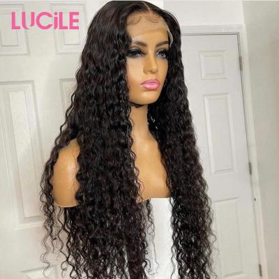 China Cuticle Aligned Hair 100% 180 Wave 200 Density Preplucked Cambodian Deep Curly 13x4 Wig, 13X6 Water Wave Transparent Swiss Lace HD Human Hair Wigs for sale