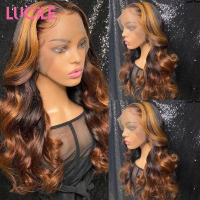 China Factory Sale Body Wave Highlight Wig Hair Body Wave 13x4 HD Lace Front Wigs For Woman 8