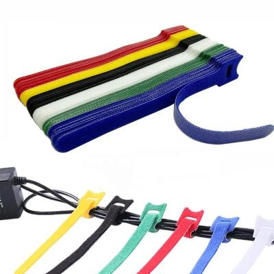 China Eco-friendly Multiple Reusable Nylon Rope Strap Hook Loop Cable Ties Double Side Back To Hook And Loop Back Cable Ties for sale