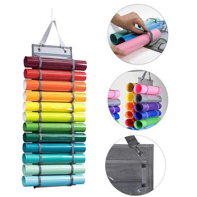 China Leather PVC + Clear Oxford Cloth Vinyl DIY Heat Transfer Film 12 Roll Storage Bag Vinyl Roll Holder Hanging Vinyl Storage Organizer for sale