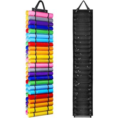 China 24 Compartments Black Roll Storage Film Roll Storage Oxford Bag Storage Rack Sustainable Craft Vinyl Storage Hanging Organizers for sale