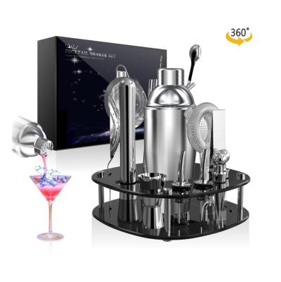 China 20PCS Cocktail Shaker Set New Design 25oz Stainless Steel Kit Bartender Cocktail Shaker Set 20PCS Cocktail Shaker Set With 360 Rotating Stand, Hot Sale For Amazon Ebay for sale