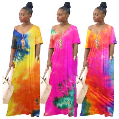 China Unique design high quality casual summer anti-static short-sleeved dyeing long tying women's sunbathing for sale