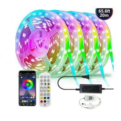 China BT 5050RGB 4 Side Key APP New Private LANDSCAPE Mode Smart Waterproof Waterproof Music Sync LED Light Strip BT 5050RGB 4 Lightbar Roll 20m for sale