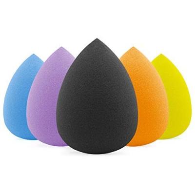 China Eco-Friendly Amazon Elastic Hit 5 Pcs High Quality Makeup Sponge Set Waterdrop Shape Blender Beauty Blending With Different Colors for sale