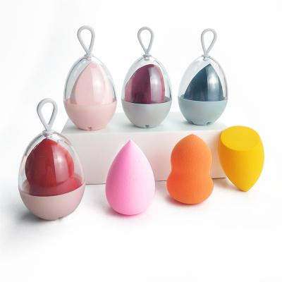 China Beaumaker RTS Beauty Egg Shape Makeup Sponge Blast Sponge Makeup 2021 Non Latex Blender Dipping Sponge With Container for sale