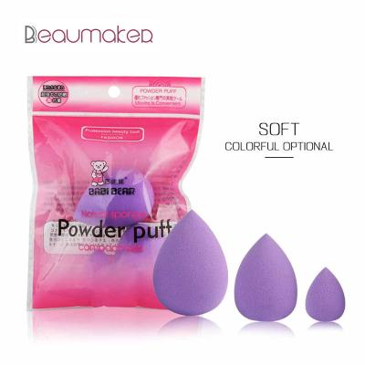 China Beaumaker 3pcs Waterdrop Sponge Shape Beauty Egg Set 3 Sizes Powder To Blow Water Washable Enlarge Egg Box Skin-friendly Beauty for sale