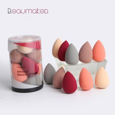 China Beaumaker 10pcs Mini Powder Puff Canned Beauty Sponge Egg Beauty Blender Puff Natrual Cosmetic Makeup Tool Kit for sale