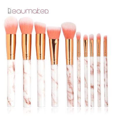 China Angular Blush Beaumaker 2021 Hot Sale Marbling 10pcs Maquiagem Brush Makeup Beauty Tools Face Base Makup Brush Set for sale