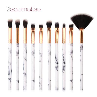 China Angular Blush Beaumaker 2021 Design Hot Selling Marbling Handle Make Brush 10pcs Eyeshadow Set Brush China Wholesale Beauty Accessories for sale